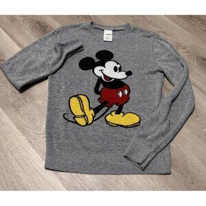 Disney Mickey Mouse Gray Sweater, Size Medium, Official Licensed Merchandise